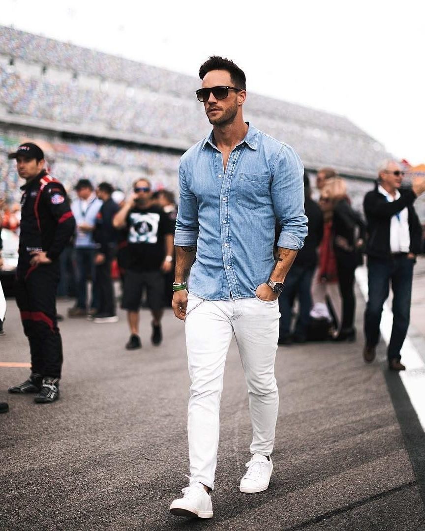 denim shirt look men